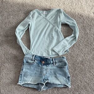 Abercrombie Kids Light Blue Top and Denim Shorts Set